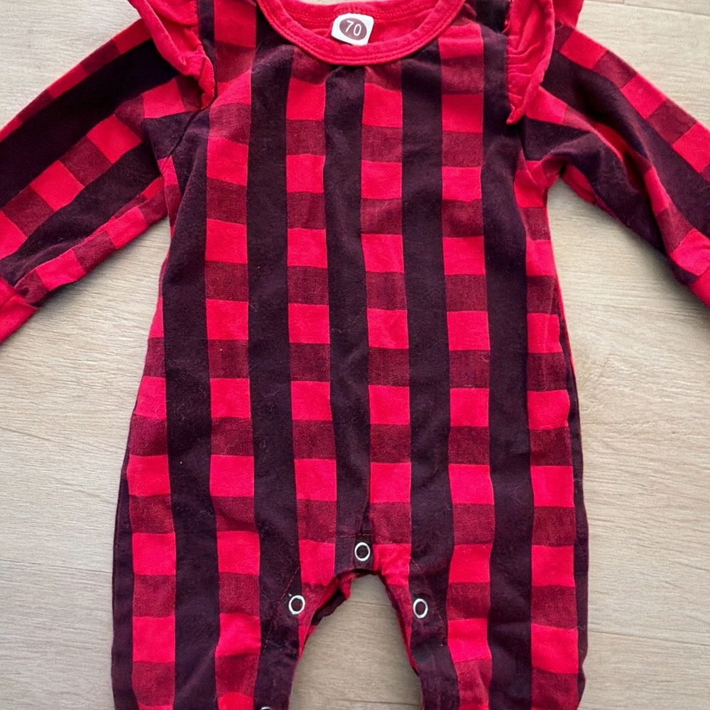 Red and Black Buffalo Plaid Baby One-Piece Romper